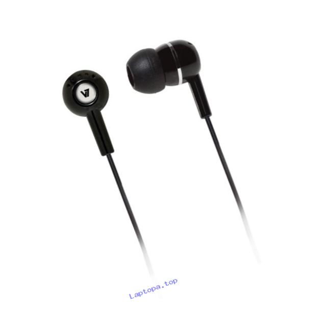 V7 High Definition Noise Isolating 3.5mm Stereo Comfort-Fit Earbuds for music and video audio streaming on smartphones, portable MP3, DVD, Game systems (HA100-2NP) - Black
