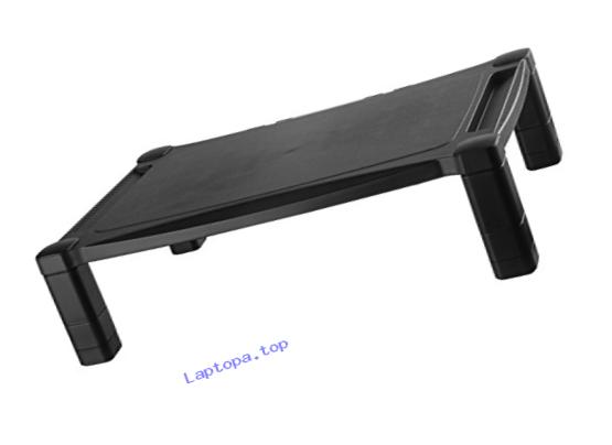 Kantek Extra Wide Height-Adjustable Monitor/Laptop Stand, 20 X 13 X 3 to 6-1/2 Inches, Black (MS500)