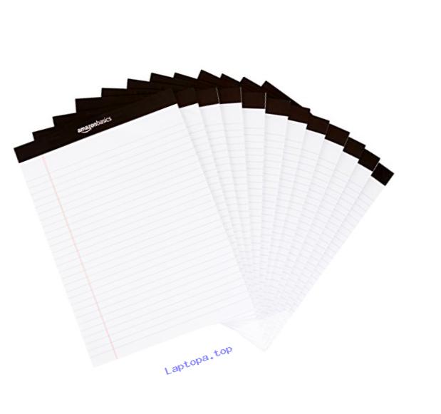 AmazonBasics Legal/Wide Ruled 8-1/2 by 11-3/4 Legal Pad - White (50 sheets per pad, 12 pack)