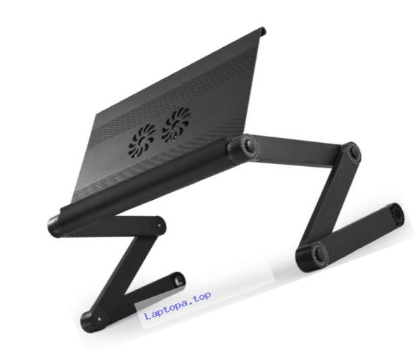Uncaged Ergonomics WorkEZ Executive 2 Fans and 3 USB Ports Adjustable Ergonomic Laptop and Tablet Stand, Black (WEEFHb)