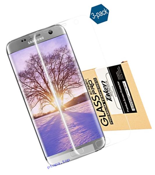 Taken Galaxy S7 Edge Screen Protector [3-Pack] - HD Ultra Clear Film - Anti-Bubble Edge to Edge Screen Protector for Samsung Galaxy S7 Edge