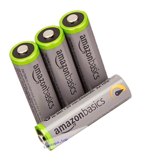 AmazonBasics AA High-Capacity Rechargeable Batteries (4-Pack) Pre-charged - Packaging May Vary